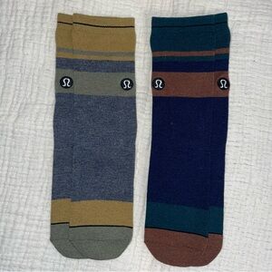 Lululemon Women's Socks Striped 2 Pairs Size Small NWOT Wool Blend Men Size 4-8